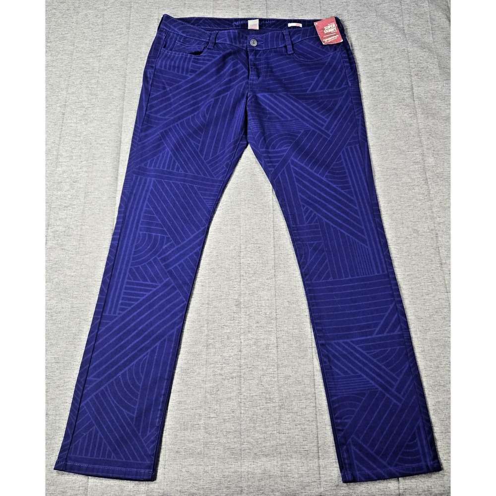 Arizona Junior's Purple Geometric‎ Pattern Narrow Leg Skinny Jeans 13 35" X 32"